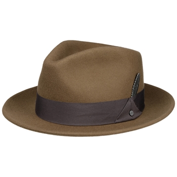 Flot og elegant brun fedora uld hat fra stetson